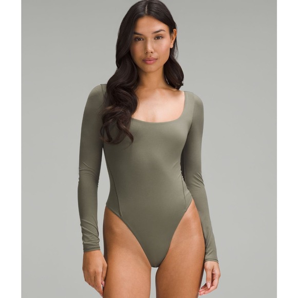 lululemon athletica Tops - NWT, Lululemon, Women, Wundermost Square-Neck Bodysuit, Army Green, Sz L